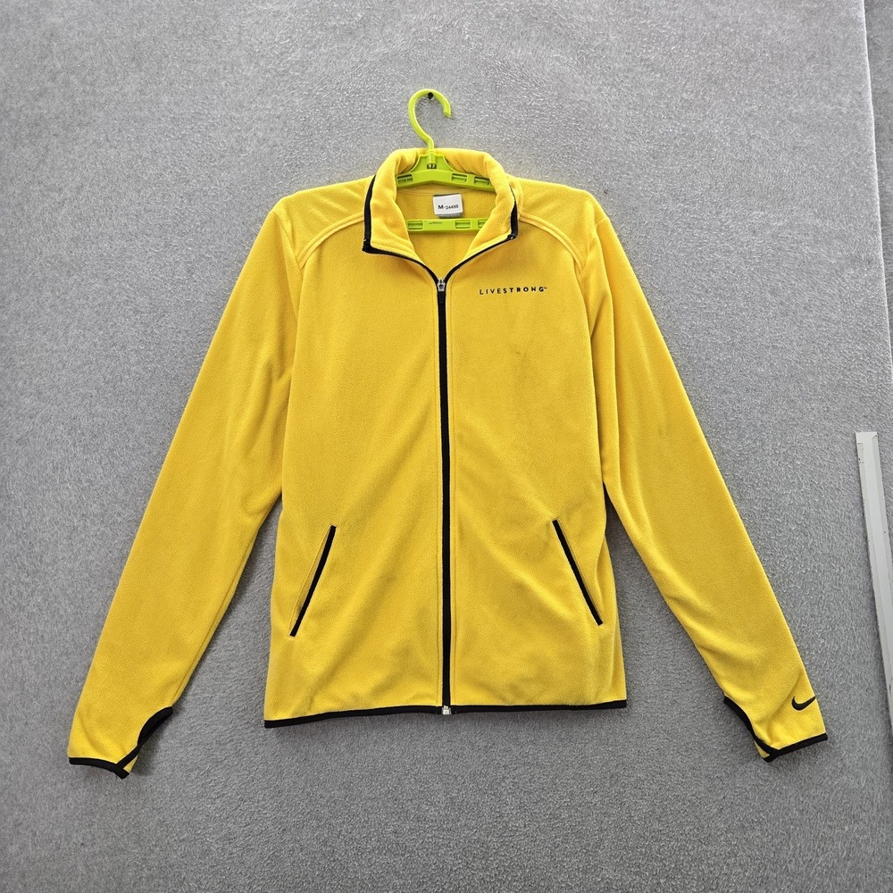 Nike Boys Jacket L (12-14) Yellow Fleece LIVESTRONG Y2K Zipper Logo